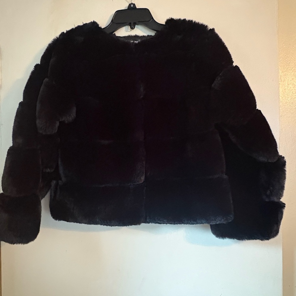 Elegant Black Faux Fur Teddy Jacket